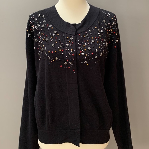 Anthropologie Fallen Star embellished jeweled cardigan sweater, S. - Picture 6 of 8